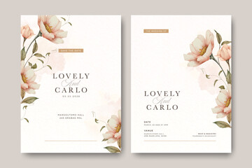 Floral frame wedding card template with minimal design