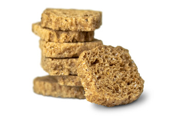 Rye toast bread with salt isolated on transparent background.