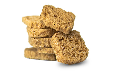 Rye toast bread with salt isolated on transparent background.