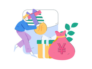 Internet finance and wealth management investment flat vector concept operation hand drawn illustration
