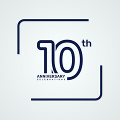 10th anniversary logo design with double line style concept, logo vector template
