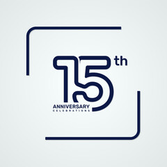 15th anniversary logo design with double line style concept, logo vector template