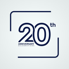 20th anniversary logo design with double line style concept, logo vector template