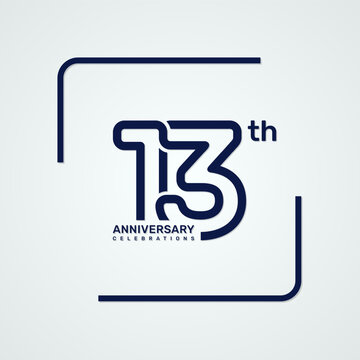 13th anniversary logo design with double line style concept, logo vector template