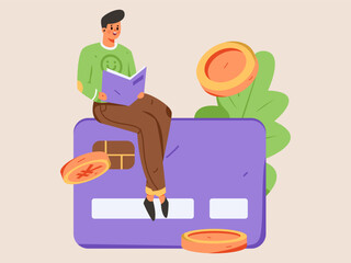 Internet finance and wealth management investment flat vector concept operation hand drawn illustration
