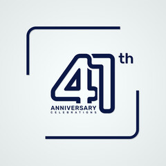 41th anniversary logo design with double line style concept, logo vector template