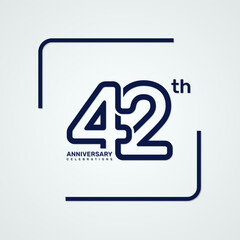 42th anniversary logo design with double line style concept, logo vector template