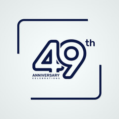 49th anniversary logo design with double line style concept, logo vector template