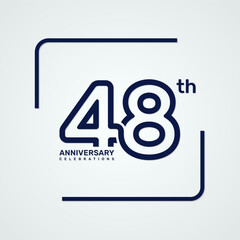 48th anniversary logo design with double line style concept, logo vector template
