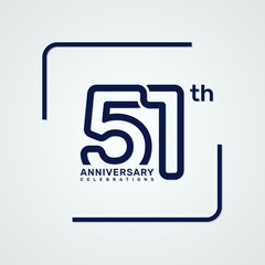 51th anniversary logo design with double line style concept, logo vector template