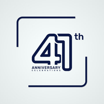 41th anniversary logo design with double line style concept, logo vector template
