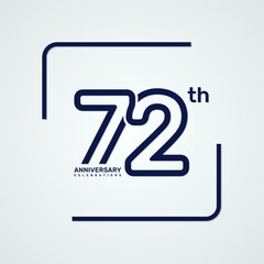 72th anniversary logo design with double line style concept, logo vector template