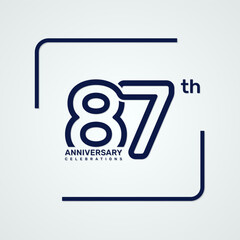 87th anniversary logo design with double line style concept, logo vector template