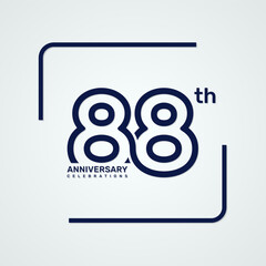 88th anniversary logo design with double line style concept, logo vector template