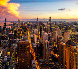 Obraz premium Chicago building city view from observation deck high level