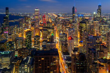 Obraz premium Chicago building city view from observation deck high level