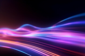 Fototapeta na wymiar Futuristic abstract background glowing neon light, moving high speed wave lines and bokeh lights. Sci-fi concept wallpaper background, generative ai