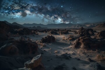 Fototapeta na wymiar Starry skies over Atacama desert. Generative AI