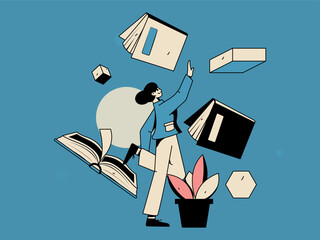 Education learning people flat vector concept hand drawn illustration
