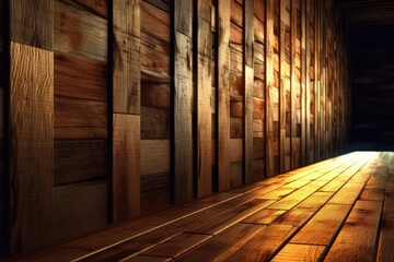 backlight on a wood wall Generative AI