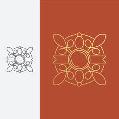 fine vine and ribbon shield logo vector design template best. logo with lineart style,
