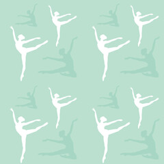 Vector illustration. Seamless pattern with silhouettes of ballerinas. Print for fabric and wallpaper.