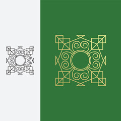precision vine ornament logo design template sign. logo with monoline style,
