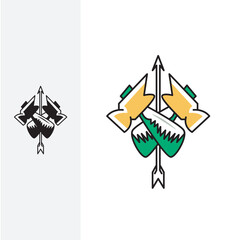 two hammers logo as hipster gear design simple modern.  logo with offside style,
