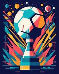 Colorful illustration of the World Cup trophy for football or other sports. The image captures the excitement and global unity of these events. Generative AI