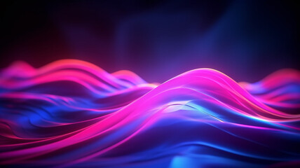 Futuristic abstract background glowing neon light, moving high speed waves and bokeh lights. Sci-fi concept wallpaper background, generative ai