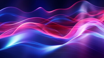 Obraz premium Futuristic abstract background glowing neon light, moving high speed waves and bokeh lights. Sci-fi concept wallpaper background, generative ai