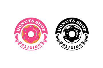 Donuts shop logo collection white background