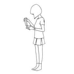 ジュエリーボックスを開いて何かを見つけた女性の横顔（mono、png）