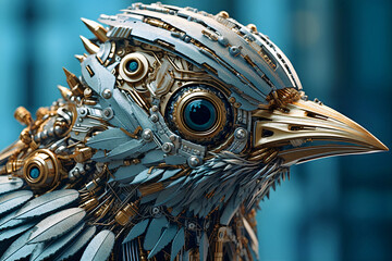 The robot bird with special metals.
