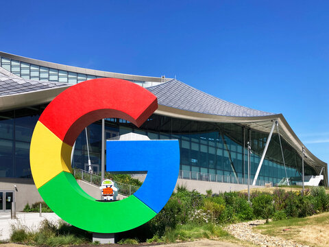 Exterior view of Google Bay View campus - Mountain View, California, USA - April, 2023