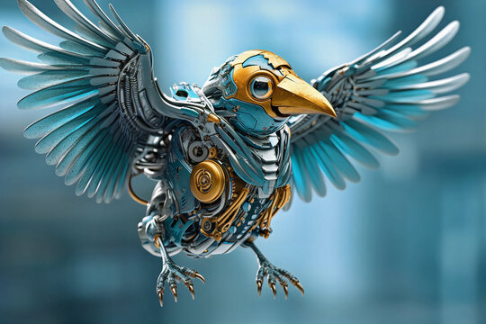 The robot bird with special metals.