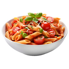 Pasta with tomato sauce on a bowl png transparent image.