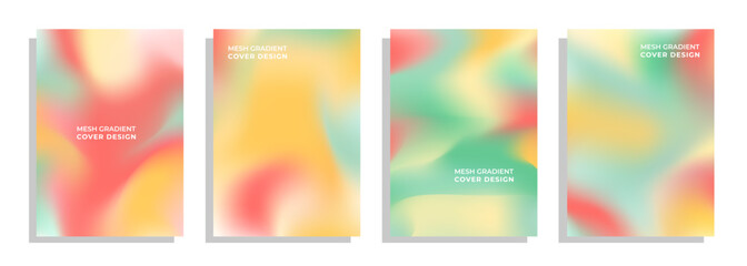 mesh gradient vector iridescent summer beach cover design set