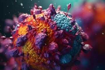 Fototapeta na wymiar 3D illustration of Epstein-Barr virus causing infectious mononucleosis and Burkitt's lymphoma on colorful background. Generative AI