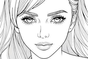 Pretty Model Women in black and white drawing