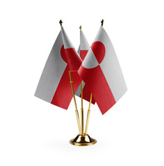 Small national flags of the Greenland on a white background