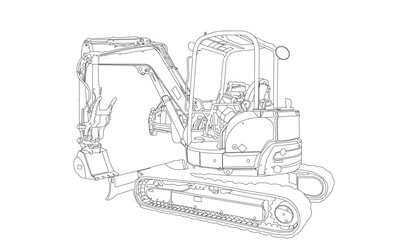 Naklejka premium Crane truck with view from side isolated on white background. Construction vehicle vector mockup, easy editing and recolor.