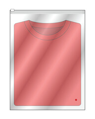 Red t-shirt in clear plastic zip lock bag template, vector file