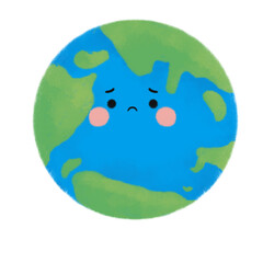 Earth with sad face