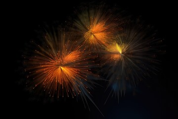 Fototapeta premium five multicolored fireworks on a black background