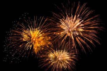 Fototapeta premium five multicolored fireworks on a black background