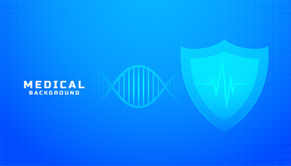 sci fi medical care background with protect shield and life dna design