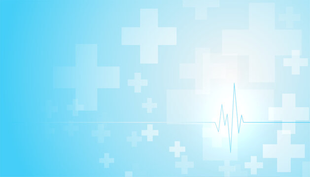 blue medical care and service background with cross and cardio graph