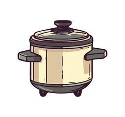A shiny metal pot cooker handle