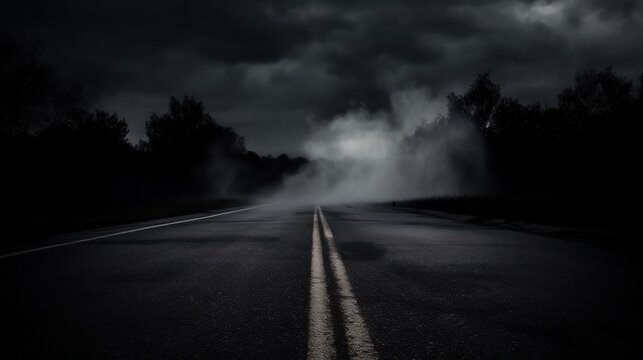 road in the fog HD 8K wallpaper Stock Photographic Image